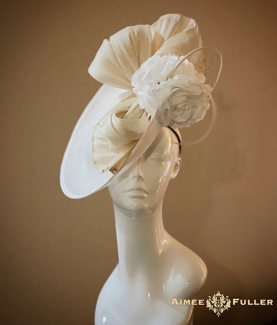 Kentucky Derby Fascinator, Bridal Hat, Vanilla Bow Hat  display picture 1