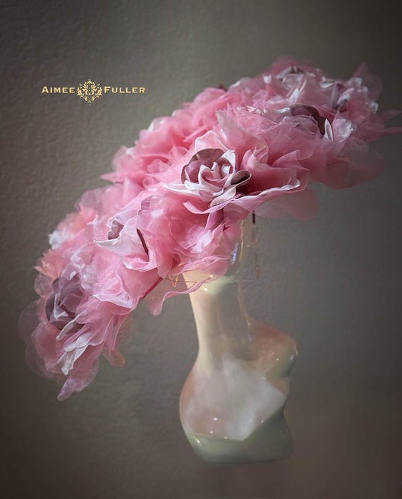 Aimee Fuller Custom Pink Rose Hat with Butterflies Aimee Fuller Butterfly Hat Dusty Pink Mauve Gold Kentucky  main image 3