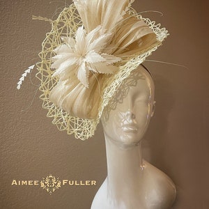 Kentucky Derby Hat Fascinator, Cream Hat, Derby Fascinator, Wedding Hat, Royal Ascot Hat, Off White Hat, Fancy Fascinator, Del Mar Races Hat