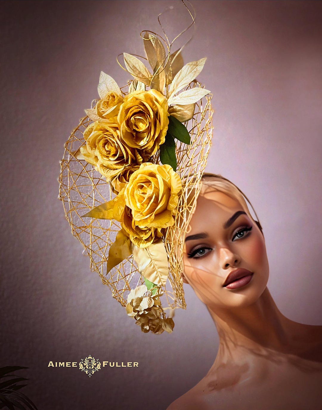 Vintage Gold 3D Flower Top Avant-garde Wool Hat Avant Garde Vintage Fascinator - Etsy main image 3