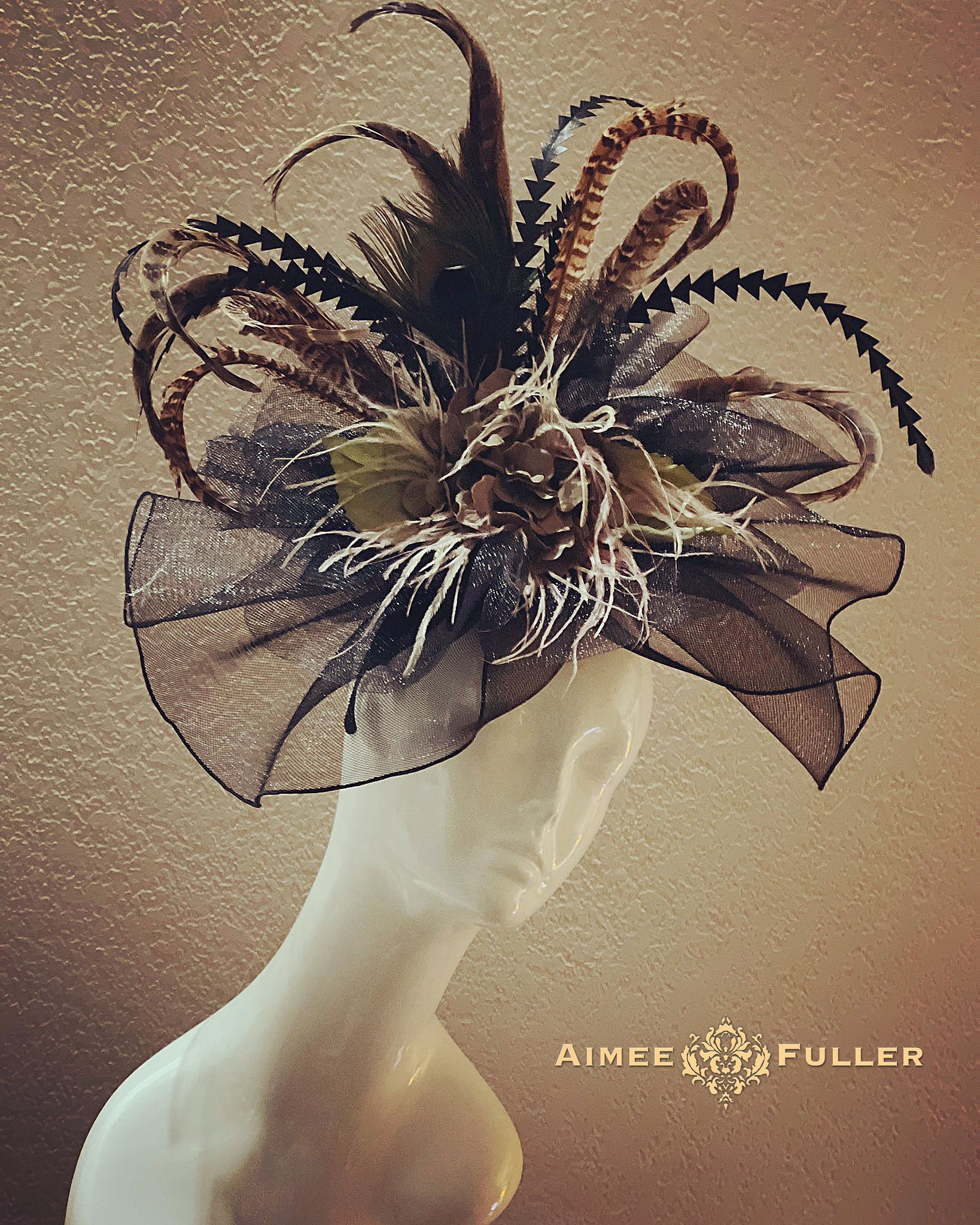 Gorgeous Gold Fascinator Kentucky Derby, High Tea Church, Funeral Hat Kentucky Derby Hat, Black and Gold Fascinator, Gold Peony  main image 3