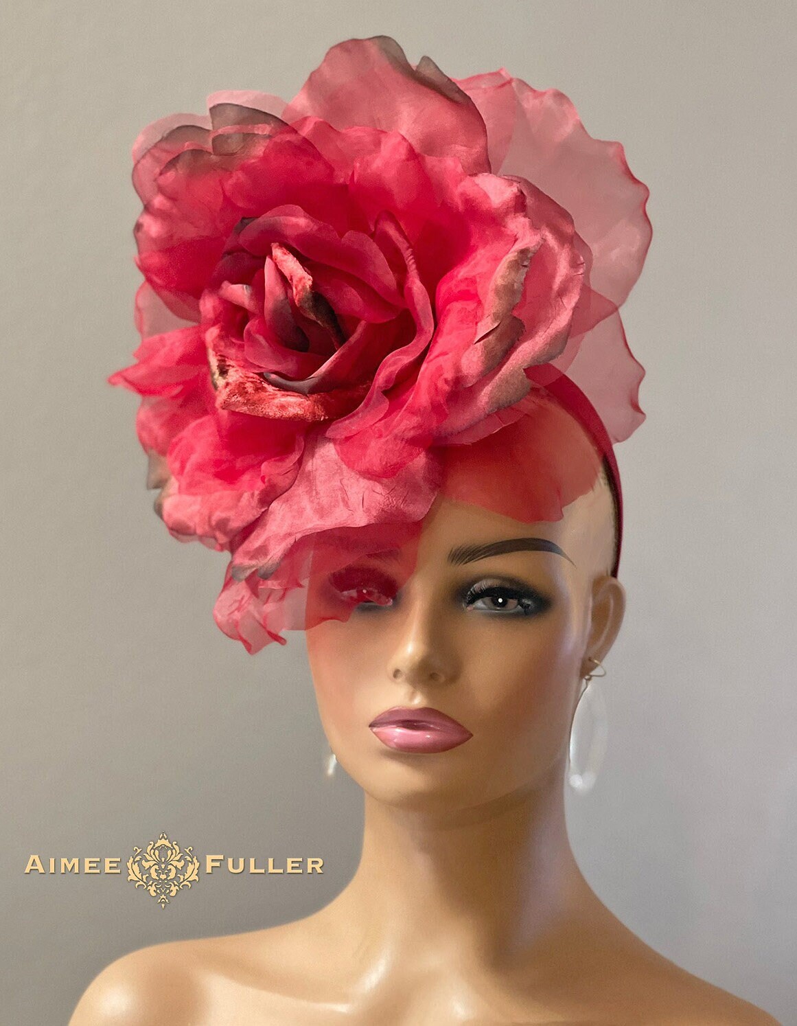 Red Floral Rose Fascinator Headband Kentucky Derby Ready Tea Garden Church Hat Floral Fascinator Hat: Kentucky Derby Tea Party Headband - Etsy main image 2