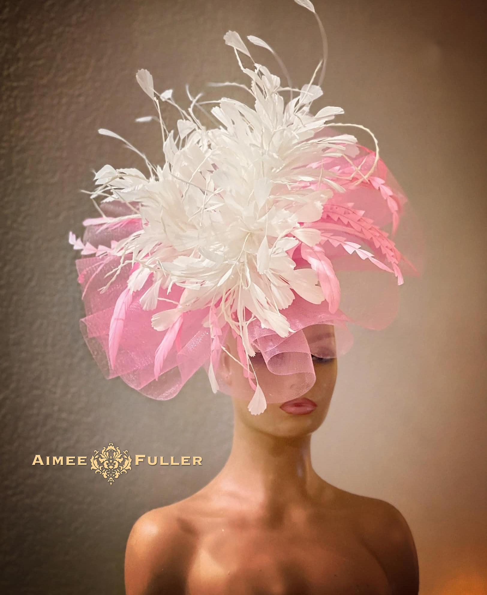 Kentucky Derby Hat, Bridal Veil Hat, Pastel Rainbow Peony 