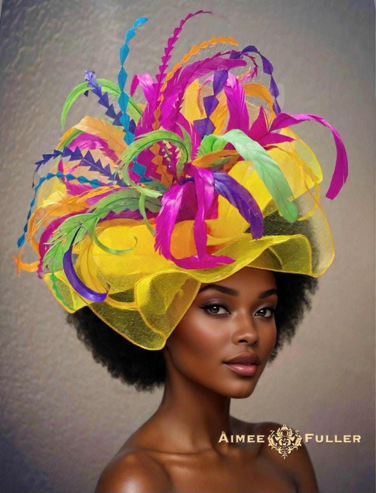 Vintage Miss Briemer Feather Fascinator Hat  Purple Velvet & Red/Cobalt Plumes il_fullxfull.6328591802_rbjs.jpg main image 4