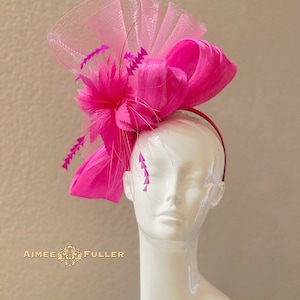 Hot Pink Kentucky Derby Hat, Big Derby Fascinator, Bridal Fascinator, Royal Ascot Hat, Easter Hat, Kentucky Derby Hats for Women, Bow Hat