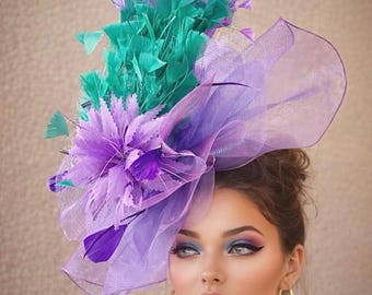 Kentucky Derby Hat Fascinator Lavender Purple Pleated  display picture 1