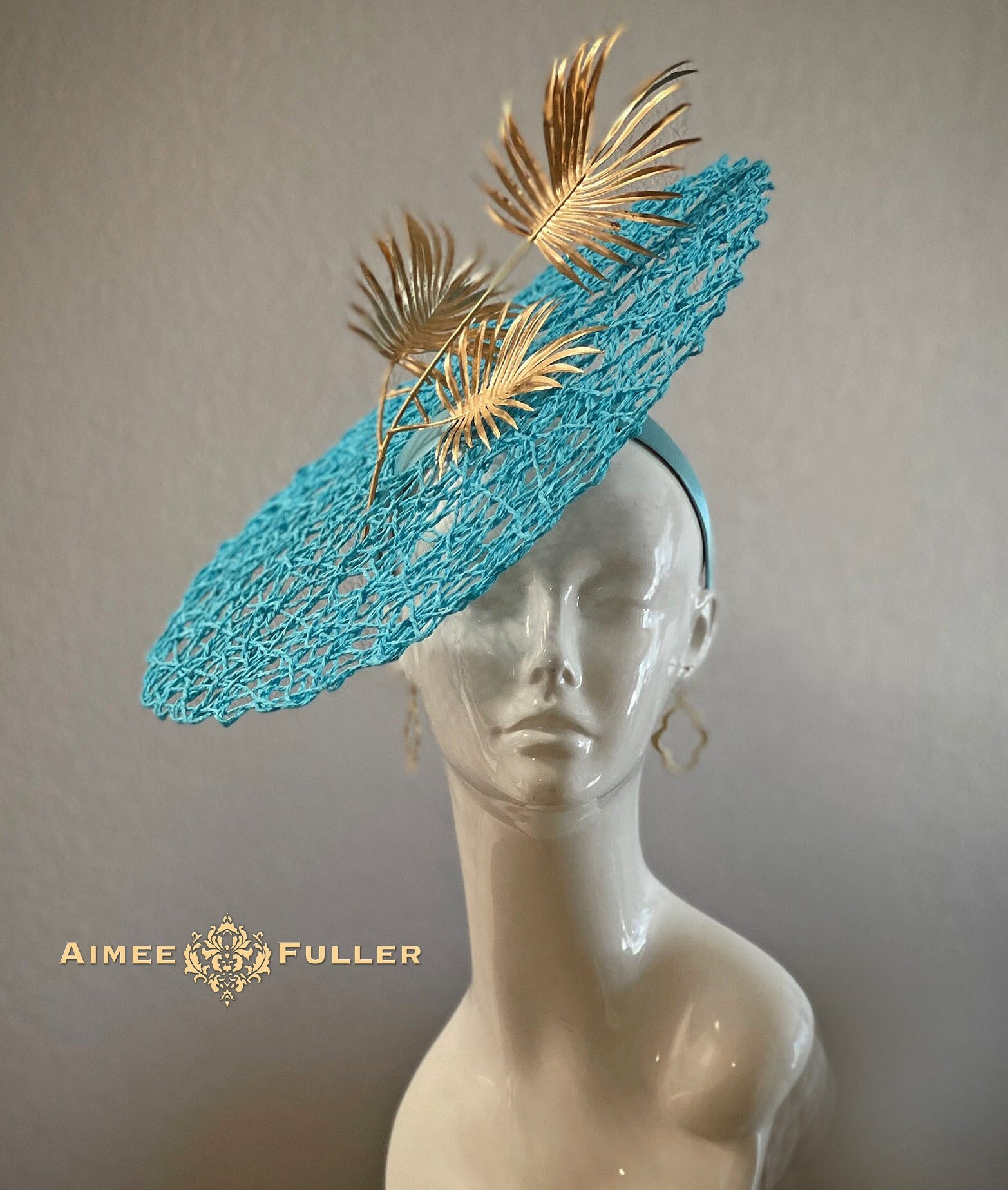 Kentucky Derby Hat Fascinator, Turquoise Sky Blue Fascinator  display picture 1
