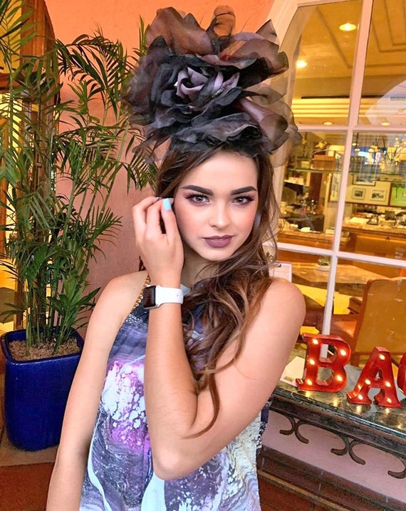 Kentucky Derby Hat Fascinator, Orange Tangerine Rose Silk  display picture 3