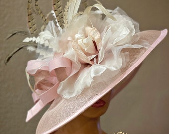 Kentucky Derby Hat, Kentucky Oaks Hat, Dusty Pink Rose Hat, Royal Ascot Hat, High Tea, Del Mar Races Opening Day Hat Contest, Melbourne Cup
