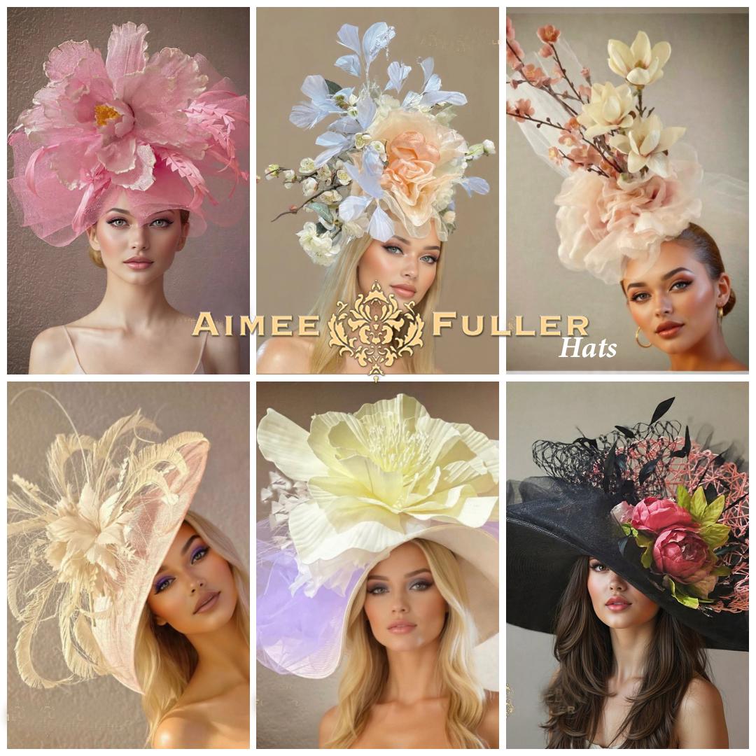 Floral Kentucky Derby Hat, Mauve Pink Green Royal Ascot  display picture 2