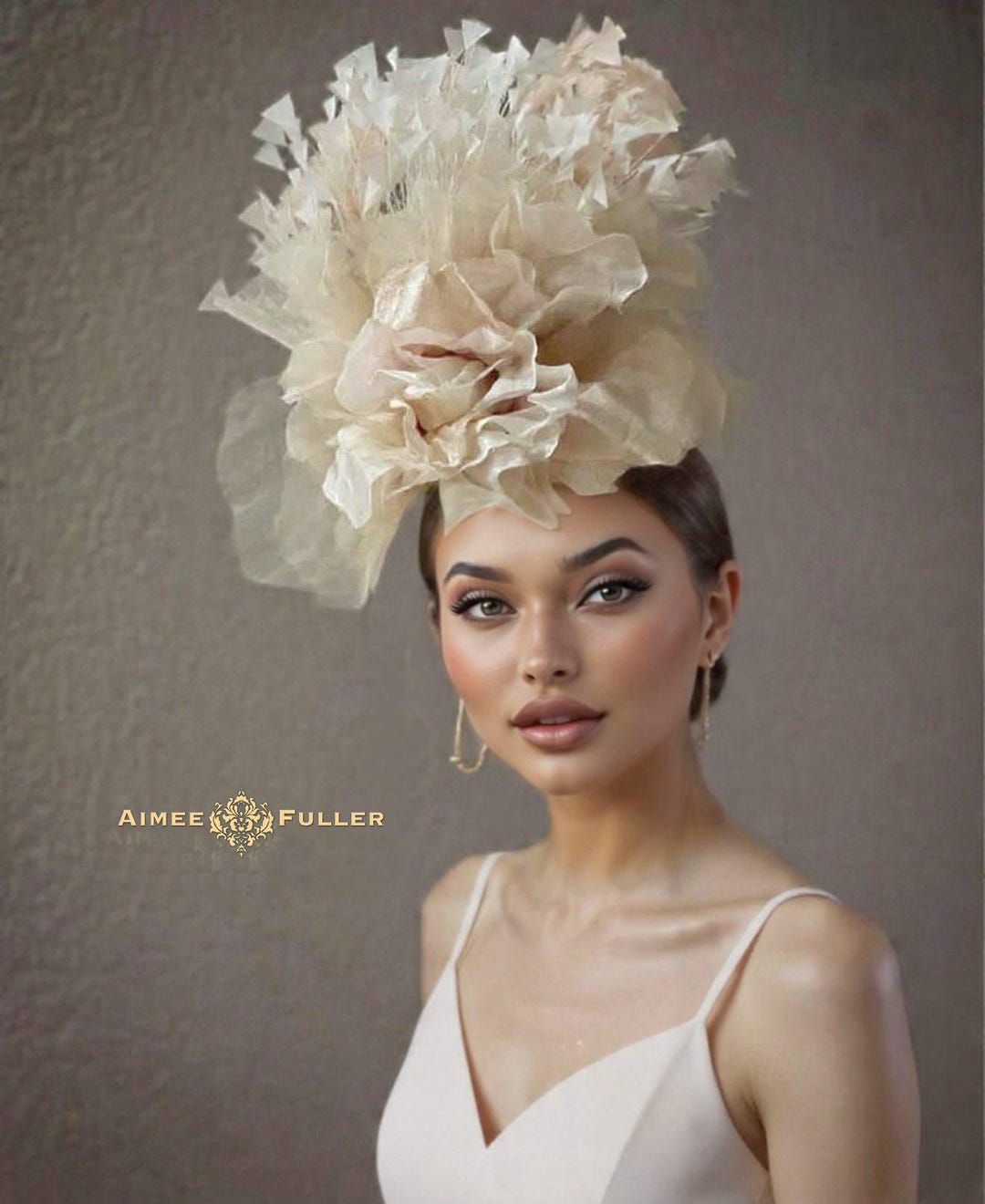 Kentucky Derby Hat Fascinator, Silk Rose Bridal Hat  display picture 2