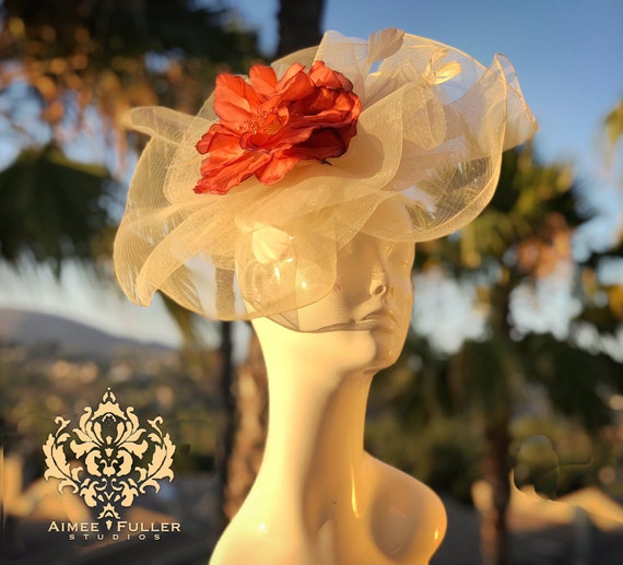 Kentucky Derby Fascinator, Vanilla Cream Ivory Terra Cotta  display picture 1