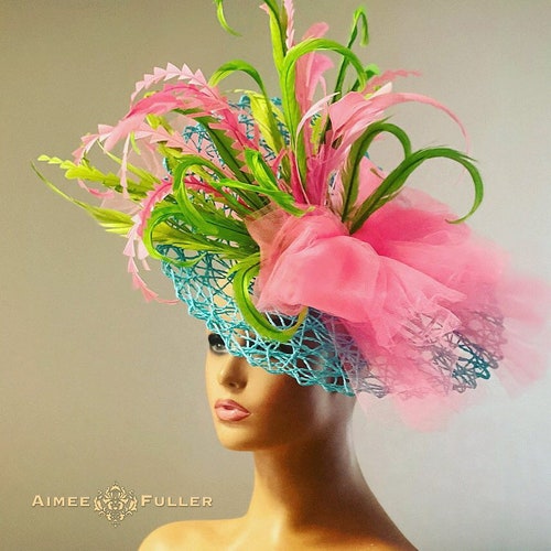Aimee Fuller Kentucky Derby Fascinator, Apple Green Pink  display picture 2