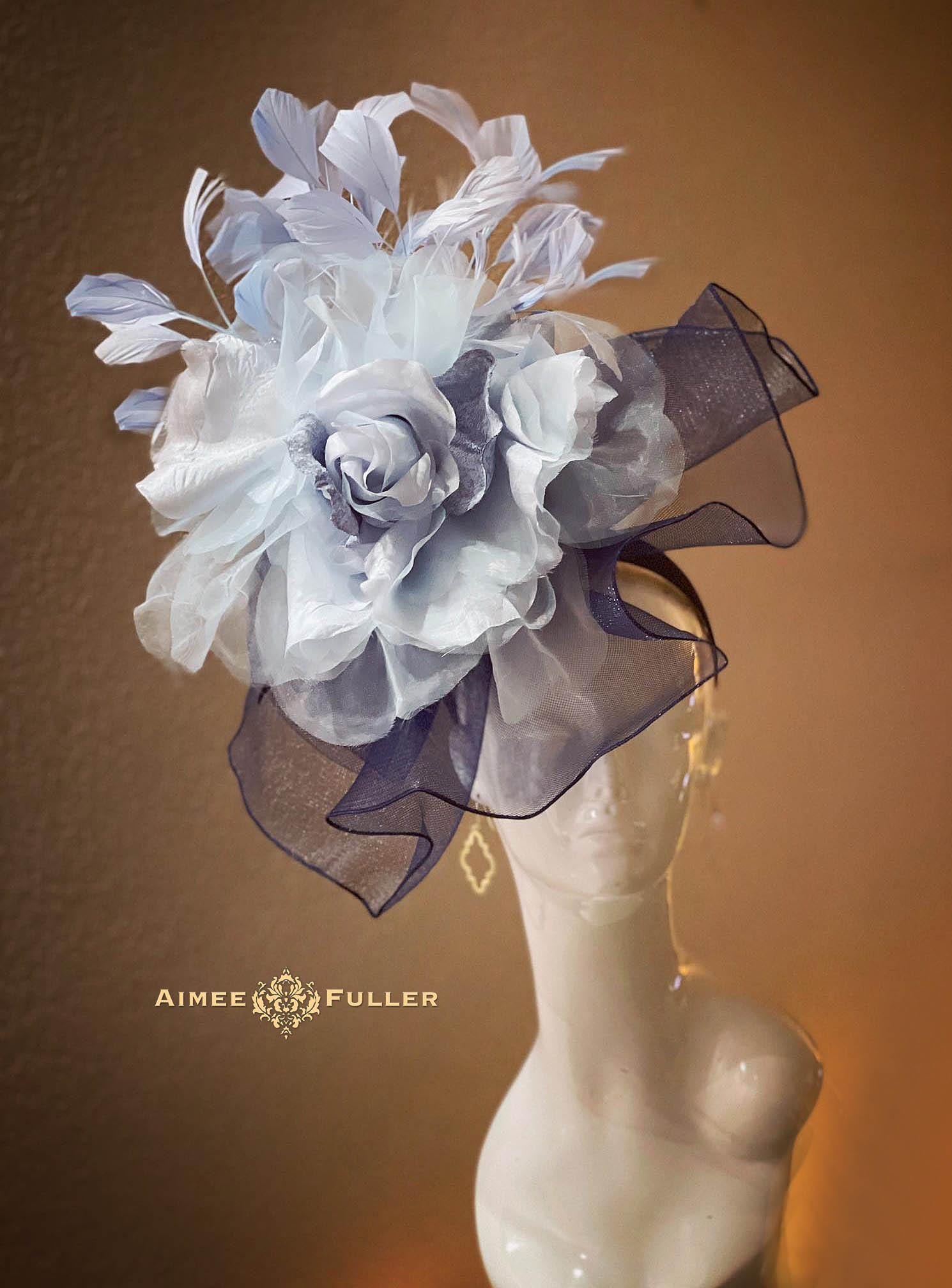 Floral Kentucky Derby Hat, Navy and Pink Royal Ascot  display picture 3