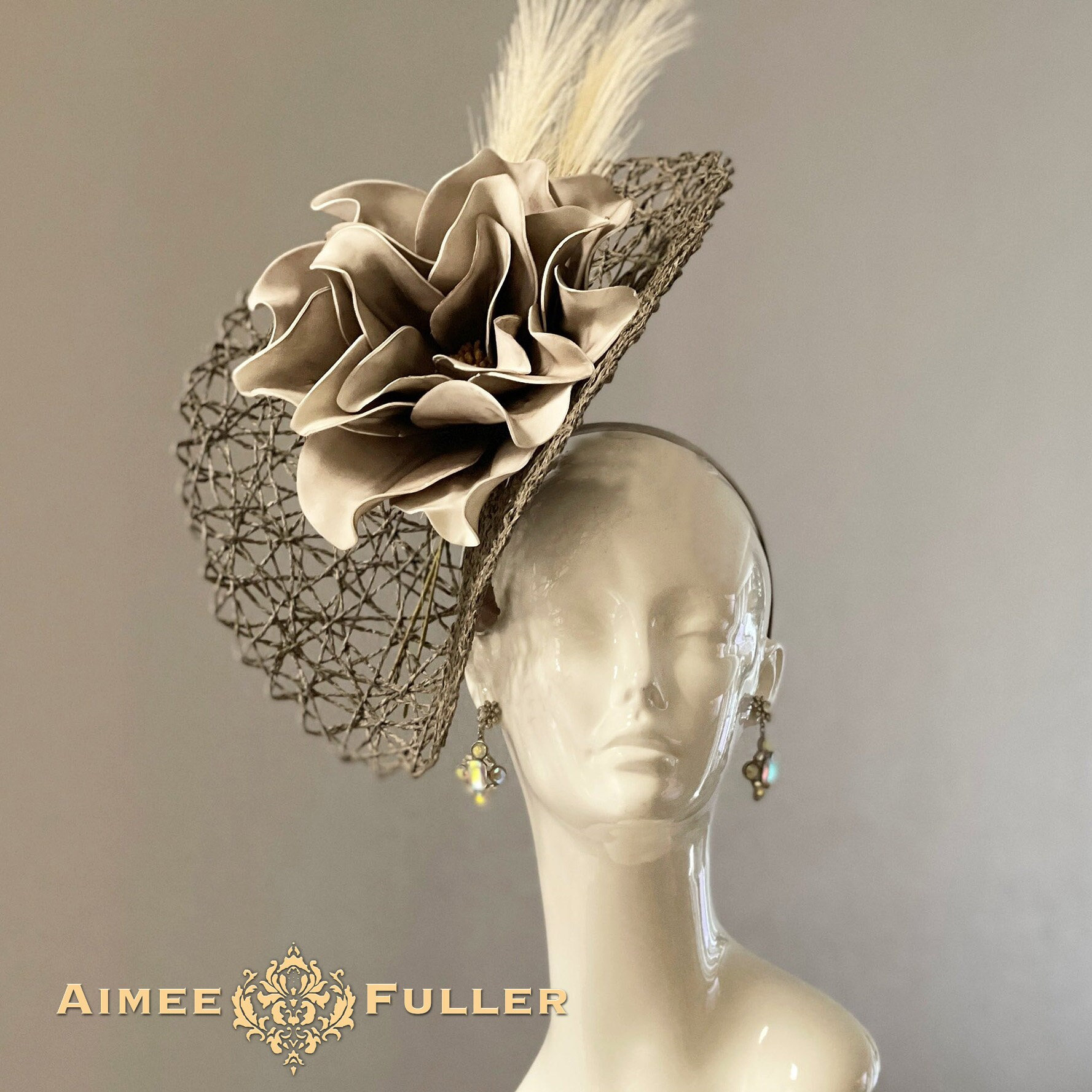 Vintage Unbranded White & Gold Fascinators Hat Funeral, Kentucky Derby Church Kentucky Derby Hat Fascinator, off White Cream Royal Ascot  main image 3