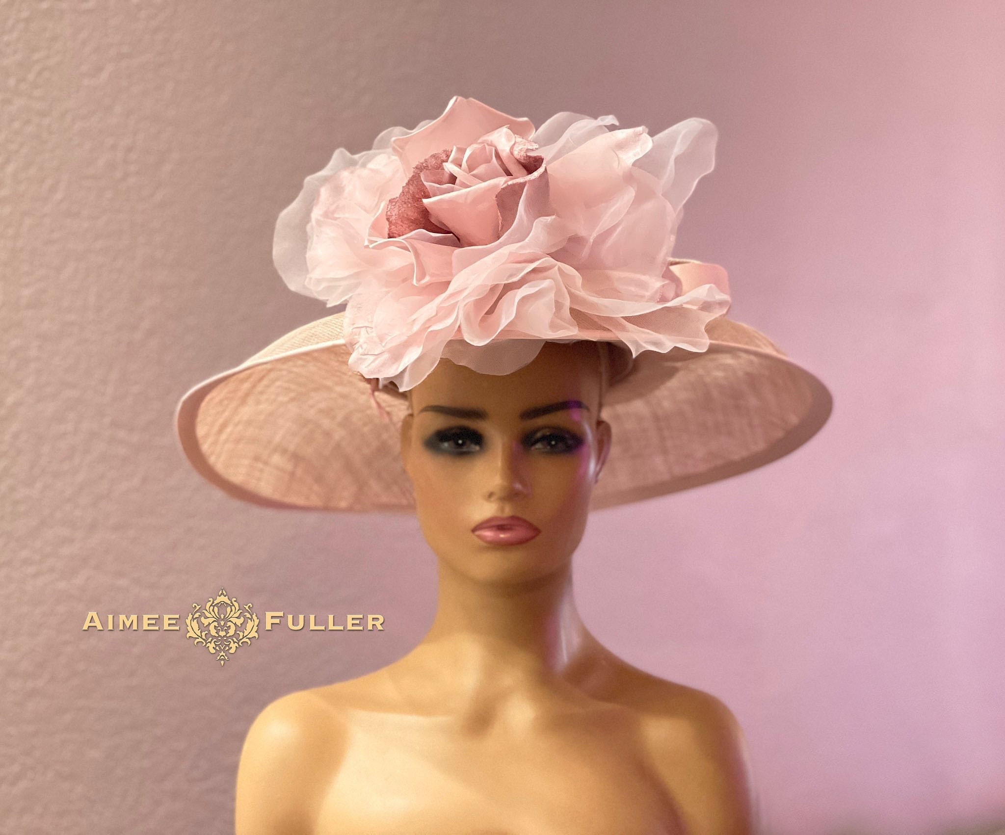 Kentucky Derby Hat, Kentucky Oaks Hat, Dusty Pink Rose Hat  display picture 3