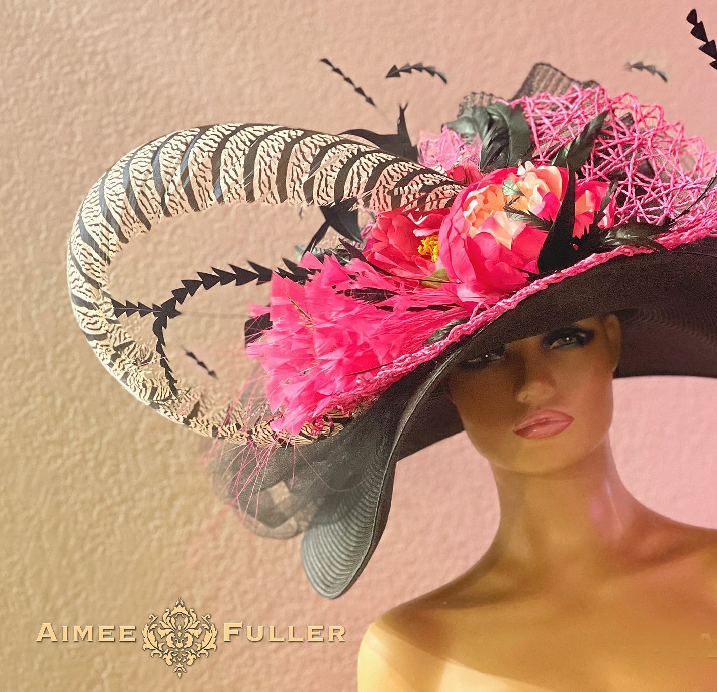 Kentucky Derby Hat, Wide Brim Hat, Ky Derby Hat, Fuchsia Hot  display picture 2