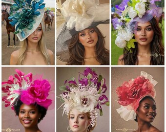 Kentucky Derby Hat, Rose Bridal Veil Hat, Cocktail Hat 