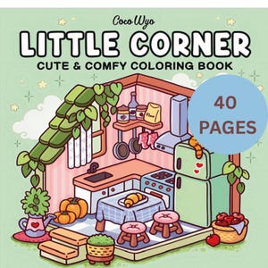 CoCo Wyo Little Corner Cyfrowa Kolorowanka PDF | 40 Łatwych Pogrubionych Stron dla Dzieci i Dorosłych | Wydrukowana Sztuka Łagodzenia Stresu | Natychmiastowe Pobieranie