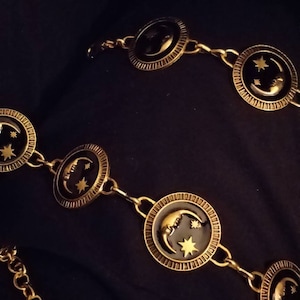 Celestial belt// moon and stars black and gold