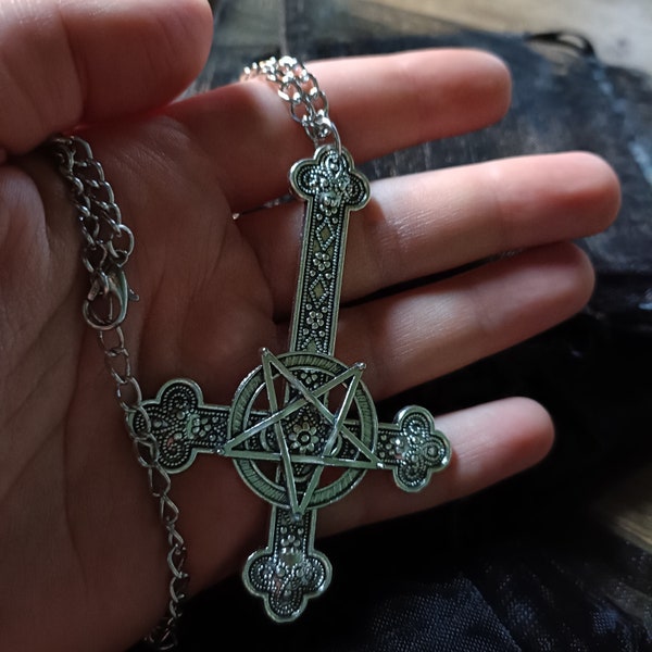 inverted crucifix and pentagram necklace