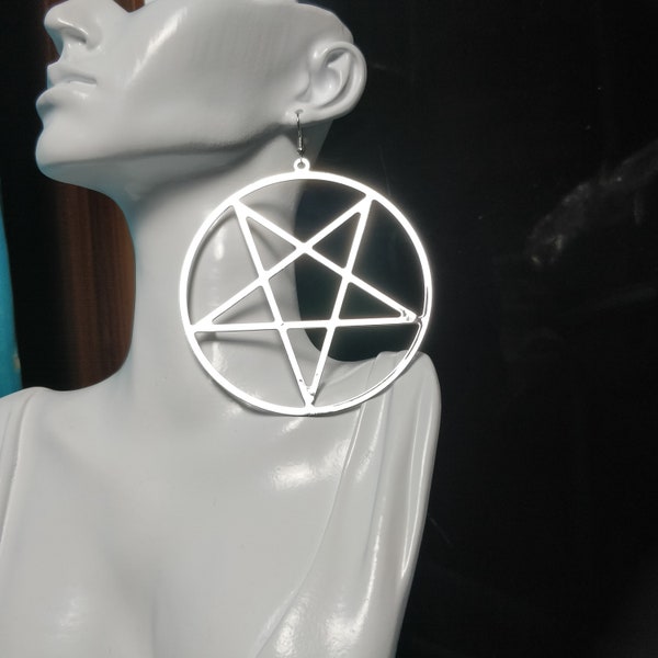 Pentagram Earrings// statement/ goth witch occult Halloween hoops