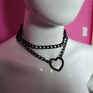 Heart Chain Choker Choke Chain-versie Zwart afbeelding 6