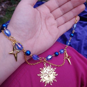 Whimsigoth Necklace Sun and Stars