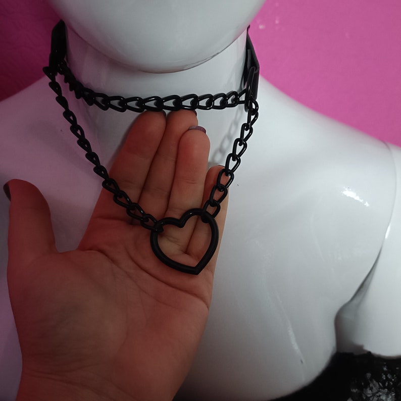 Heart Chain Choker Choke Chain-versie Zwart afbeelding 10