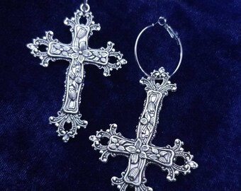 Floral Crucifix Earrings