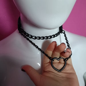 Heart Chain Choker Choke Chain-versie Zwart afbeelding 1