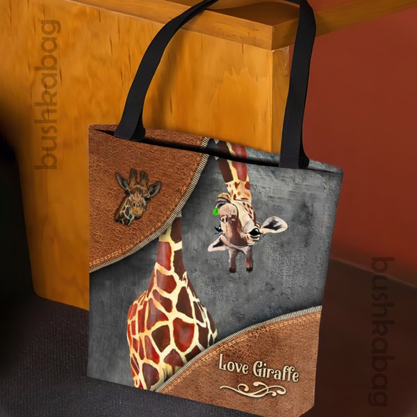 Personalized Giraffe Tote Bag, Giraffe Tote Bag, Giraffe Shoulder Bag, Giraffe Handbag, Giraffe Bucket Bag, Giraffe Lovers Gift T1750-736