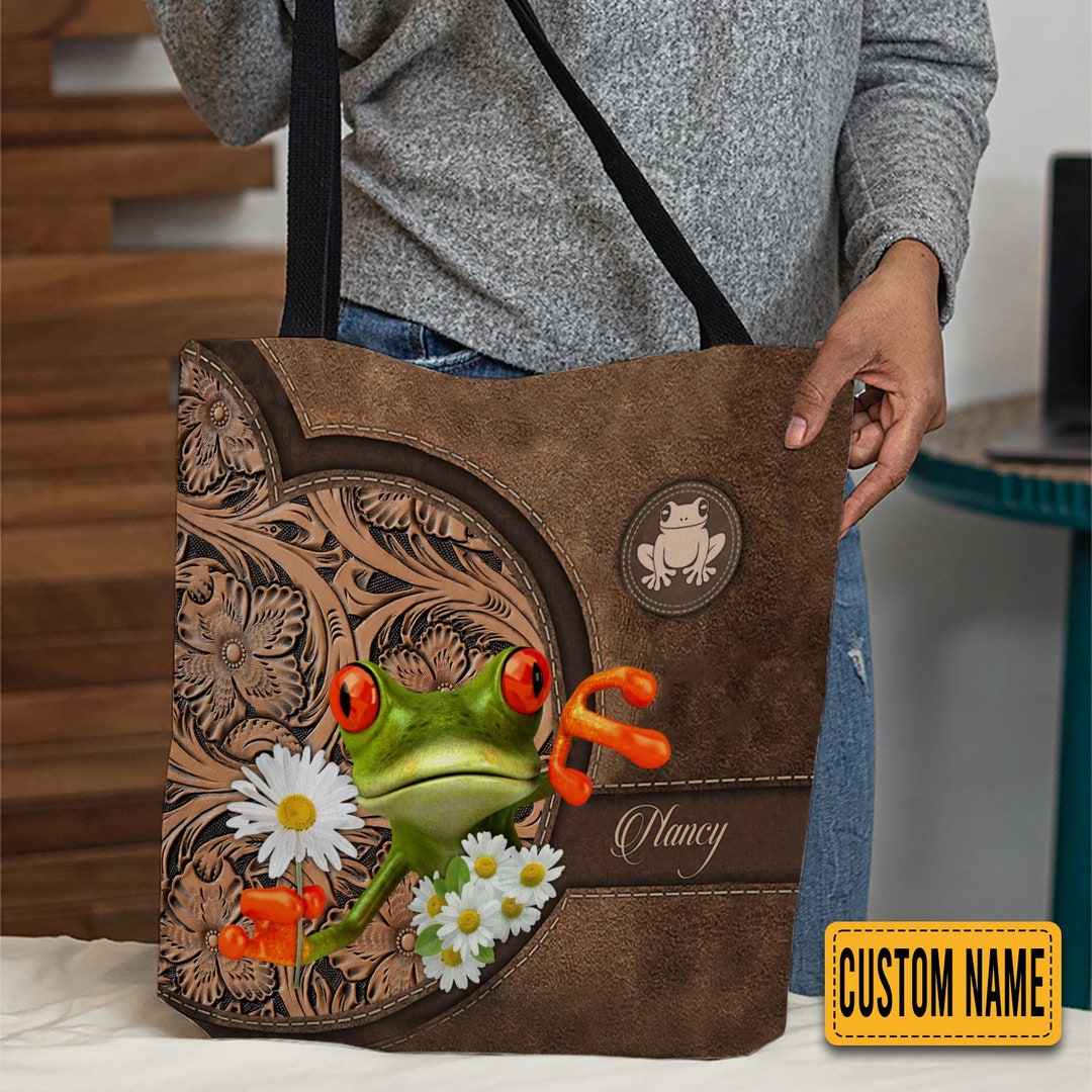 Personalized Frog Tote Bag Vintage Frog Tote Bag Funny Frog Etsy