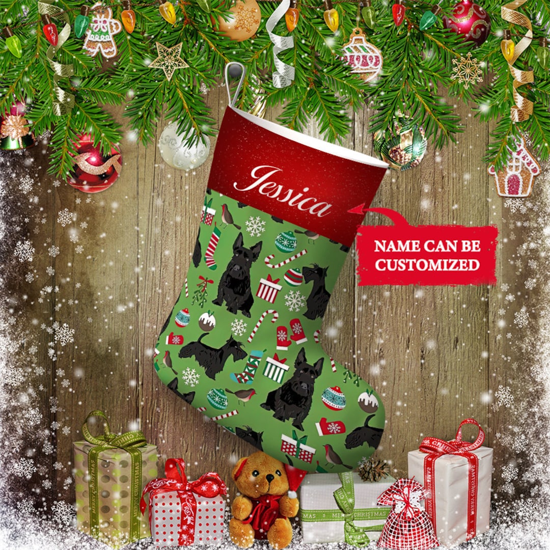 Scottish Terrier Christmas Stocking Funny Dog Stocking Decor Etsy