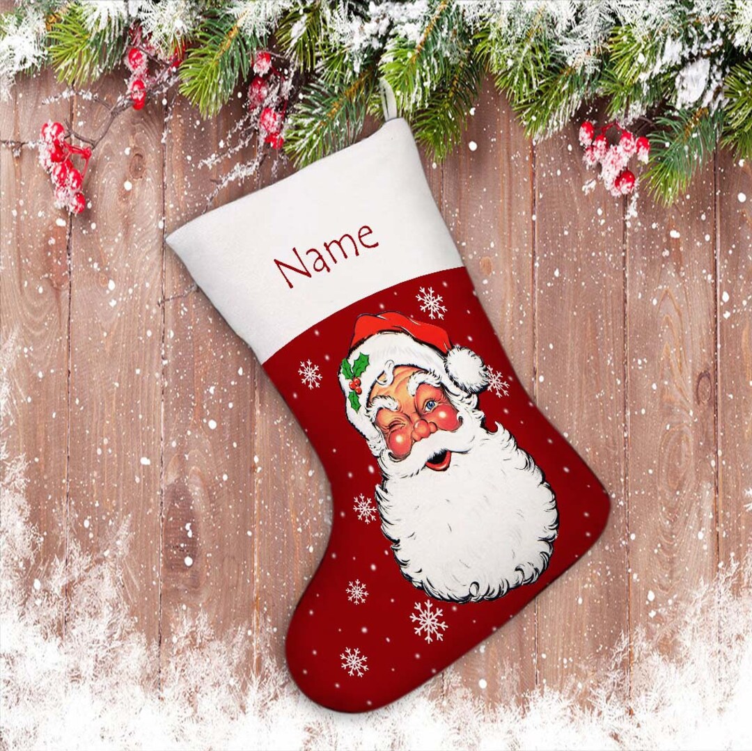 Personalized Santa Claus Christmas Stocking Cute Santa Claus Etsy