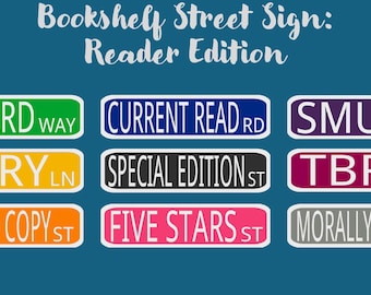 Bookshelf Street Sign – Reader Edition | 3D Printed Bookish Shelf Decor | Book Nook Name Plate | Reader Gift