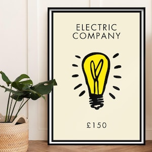 Monopoly Electric Company Print: Funny Man Cave Art (Digital Download)