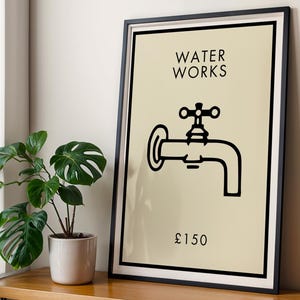 Beige Monopoly Poster: Fun Bathroom Retro Games Art (Digital Download)