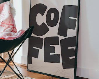 Minimalistische koffieprint: zwart-witte muurkunst keuken café