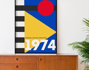 Abstract Bauhaus Print: Geometric Shapes, Mid-Century Modern Wall Art