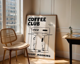 Espresso Art Print: Eclectic Coffee Club Poster, Kitchen Decor