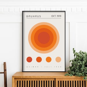 Orange Bauhaus Print, Mid Century Prints, Home Office Wall Art, Affiche & Agrave Austellung, Minimalist Home Decor, Geometric Poster, A3 A4
