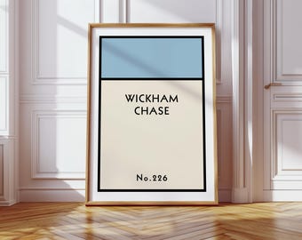 Personalised Monopoly Print, 8 Colours Available, House Number Sign, Custom Street Name Poster