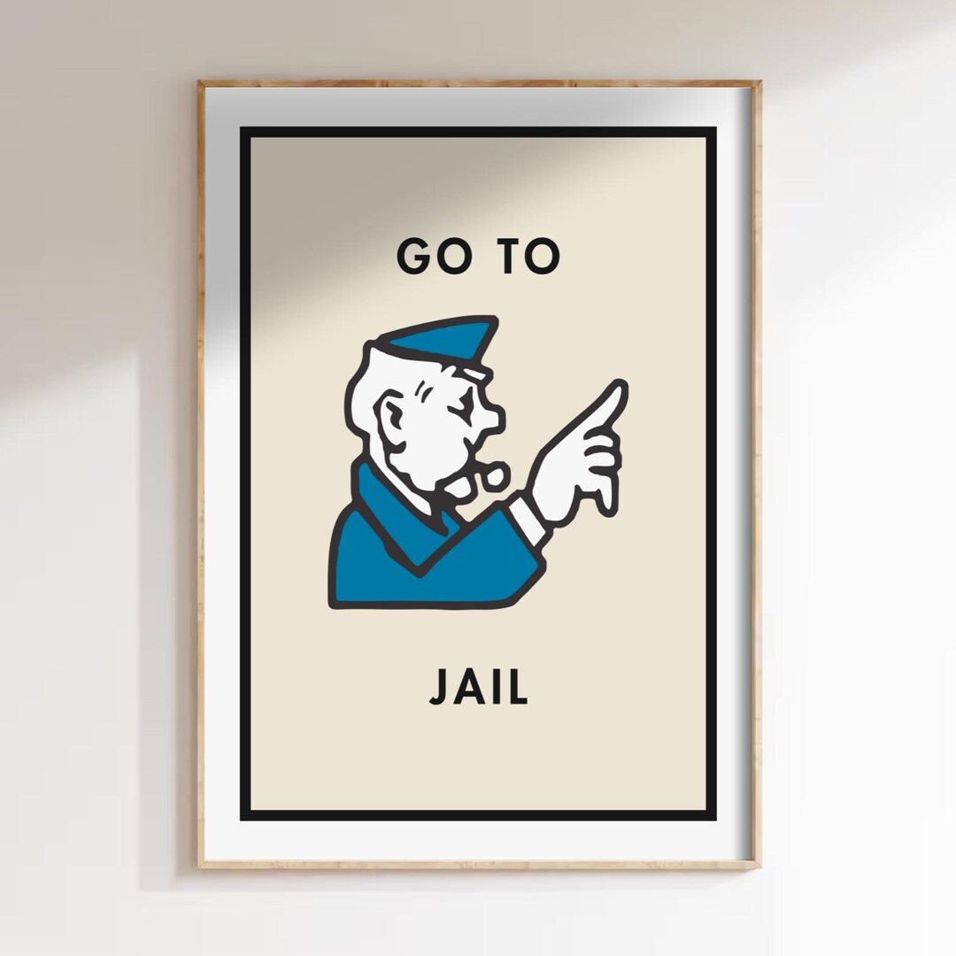 Monopoly Go to Jail Print: Retro Game Room Wall Art - Etsy