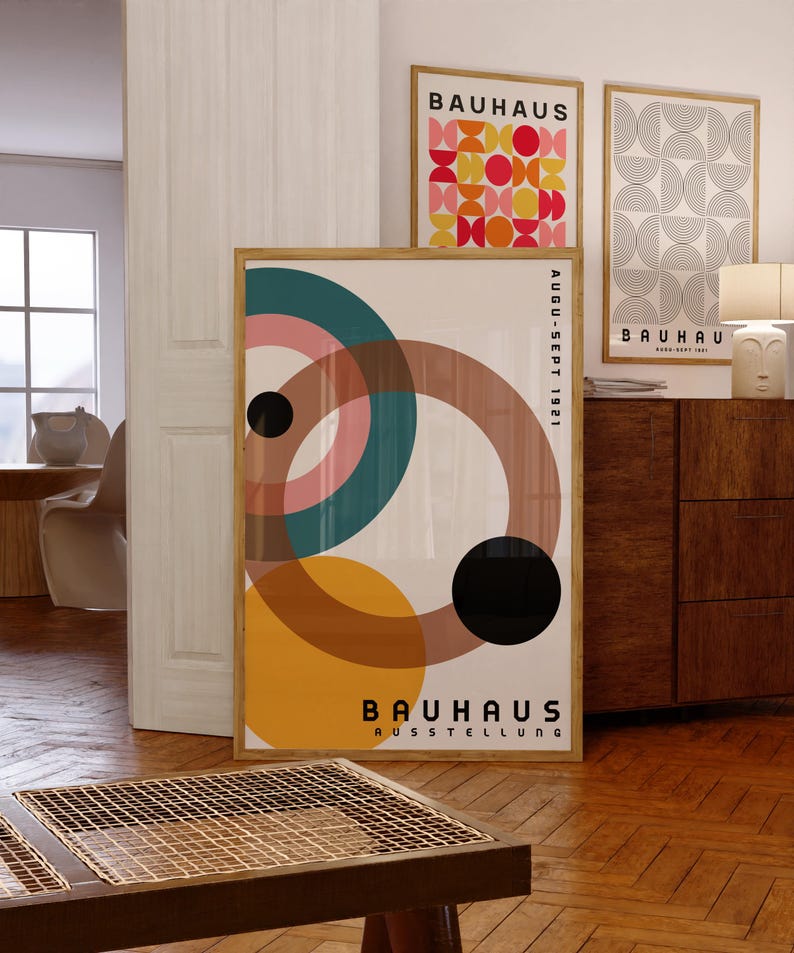 Abstract Bauhaus Art Print: Mid-century Modern Geometric Wall Decor - Etsy
