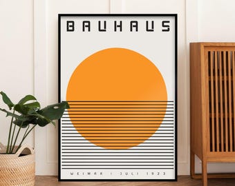 Sunset Bauhaus Art Print: Mid-Century Modern Geometric Wall Art