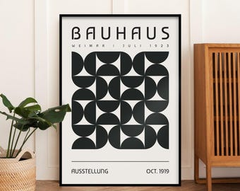 Abstract Bauhaus Print, Bauhaus Austellung Art Prints, Monochrome Print, Large Bauhaus Poster, Mid Century Modern Posters, Minimal Wall Art