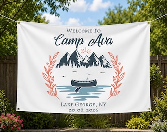 Bachelorette Lake Camp Banner, Customized Girls Camping Sign, Outdoor Party Backdrop, Welcome to Camp Banners