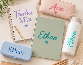 Teacher & Student Back to School Decal, Custom Name Vinyl Decal, Personalized Name Sticker for Tumbler, Laptop, Car Window,