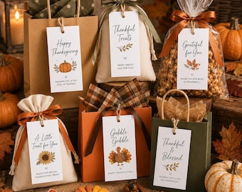 Etiquetas para bolsas de dulces de Acción de Gracias, etiquetas colgantes personalizadas, etiquetas para bolsas de dulces de Halloween, etiquetas para bolsas de regalos de fiestas de cumpleaños, etiquetas para regalos de regreso a clases.